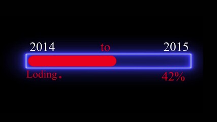 Simple loading bar 2014 to 2015 icon animation Loading bar and percentage Futuristic progress loading bar 0-100 percent .Simple loading bar icon animation on dark background 4k motion video.. - Powered by Adobe