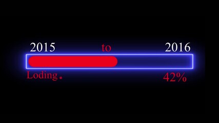 Simple loading bar 2015 to 2016 icon animation Loading bar and percentage Futuristic progress loading bar 0-100 percent .Simple loading bar icon animation on dark background 4k motion video.. - Powered by Adobe