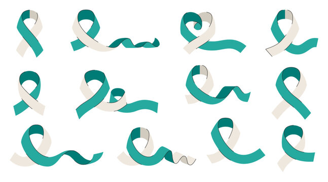 Cervical cancer awareness ribbon set - Powered by Adobe