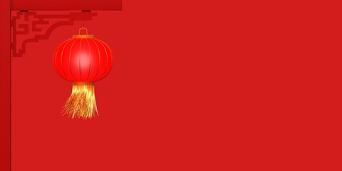 arri&egrave;re plan rouge avec une lanterne chinoise pour le nouvel an chinois - rendu 3D