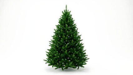 Realistic Green Christmas Tree On White Background