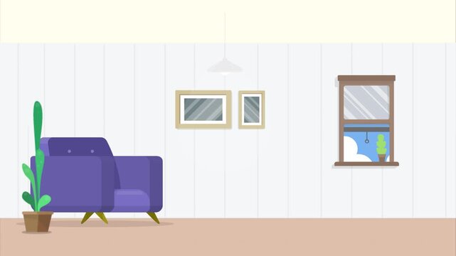 Room with armchair, window and cactus interior living room