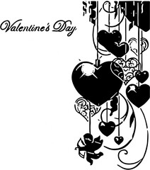 valentine card with hearts and flowers