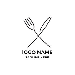 Minimalist Fork and Knife Logo for Restaurant and Culinary Branding