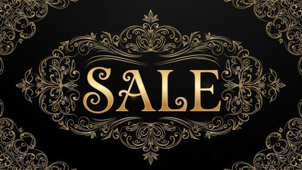 Luxury Gold SALE Banner with Elegant Ornamental Design Frame