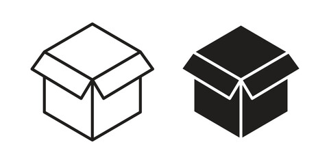 Box opened icons set. Simple set of vector illustrations