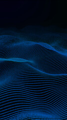 Futuristic digital wave made of small glowing blue grid dots. Dynamic tech-inspired 3D shape for abstract backgrounds, presentations, UI or science projects.