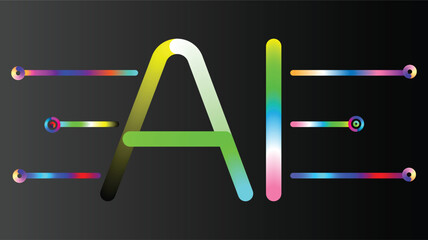 Stunning modern AI logo design featuring vibrant gradient sliders representing complex data processing and digital intelligence.