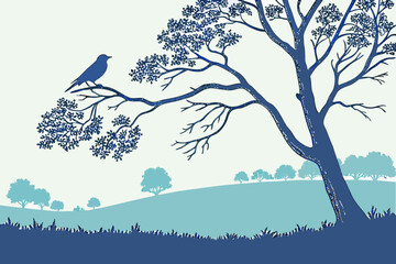 Vintage Propeller Fighter Plane &ndash; Minimalist Aircraft Line Art Illustration