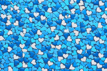 Blue and White Heart Pattern Background Texture