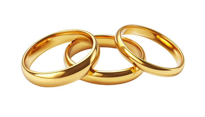 Three interlocked, shiny golden rings on a black background, creating a minimalist, elegant composition