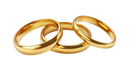 Three interlocked, shiny golden rings on a black background, creating a minimalist, elegant composition
