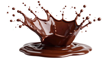Decadent chocolate splash, rich and flowing, captures a moment of sweet indulgence in a smooth, glossy texture