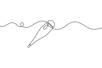 Medical thermometer one line art minimalist style isolated outline vector design