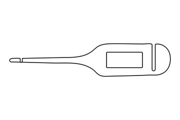 Medical thermometer one line art minimalist style isolated outline vector design