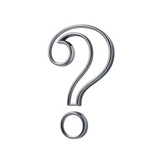 Silver 3D question mark isolated on a transparent background