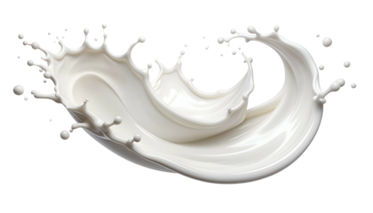 A dynamically rendered splash featuring swirling white liquid, creating an elegant and artistic composition. The fluid form gracefully arcs