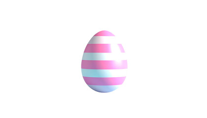 A 3D render of an egg-shaped object, striped with pink and white, set against a black background with subtle shadows