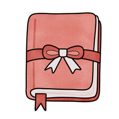 Cute Illustrated Notebook With Decorative Ribbon Bow