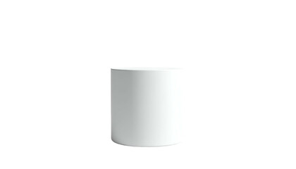A stark white cylindrical object is centered on a solid black background. The clean lines and minimal presence enhance its simplicity