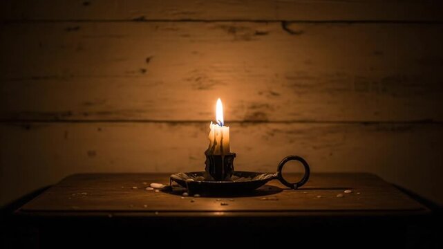 Charming Candlelight flickering gracefully in a vintage candlestick holder for cozy atmosphere
