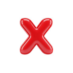Glossy red letter x balloon isolated on white background