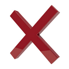 Obraz premium 3D red X cross mark isolated on a transparent background