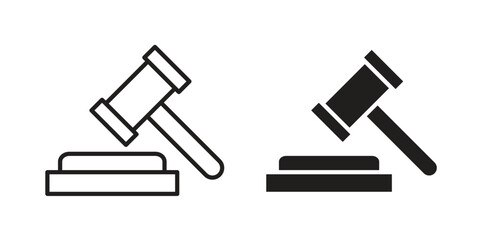 Law icons set. Simple set of vector illustrations