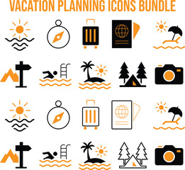 &ldquo;Vacation Planning Icons Bundle &ndash; Travel, Holiday, Adventure, Tourism & Summer Icons Pack&rdquo;