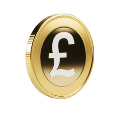 Golden coin with pound sterling symbol