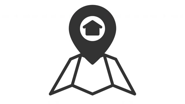 Animated address icon with map symbol