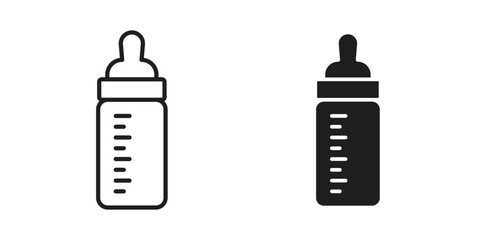 Milk bottle icons set. Simple set of vector illustrations
