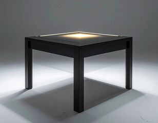 Black table radiates light upwards