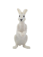 Plastic toy white rabbit. The isolation is on a transparent background in the PNG format.