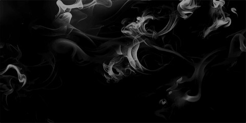 Gray smokes or steam, for use on dark background. Smoke steam set of airborne particulates and gases emitted. Set of several realistic transparent gray smokes or steam, for use on dark background.