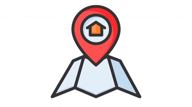 Animated address icon with map symbol