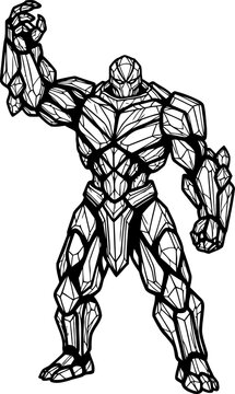 crystalline titan earths primal force manifested in geometric form, isolated on transparent background