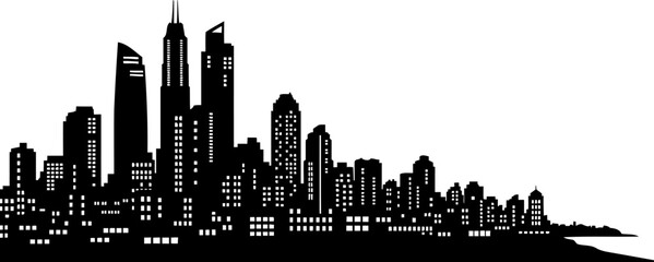 Fototapeta premium urban echoes a luminous silhouette reflecting the unyielding spirit of modernity, isolated on transparent background