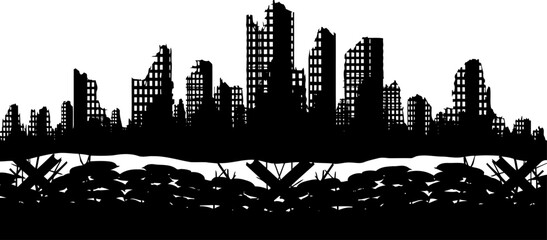 urban erasure the haunting silhouette of civilizations fragmented legacy, isolated on transparent background