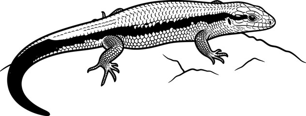 Fototapeta premium ancient echo detailed line drawing revealing the lizards enduring wilderness presence, isolated on transparent background