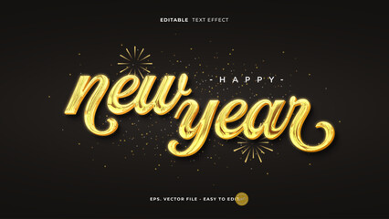 Obraz na płótnie Canvas Happy New Year Golden 3D Editable Text Effect