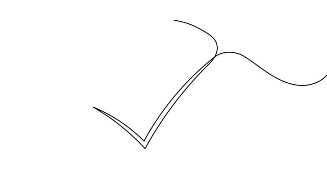Approval check mark icon continuous one line drawing tick symbol 4k animation video