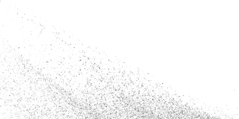 Scattered white particles and dots of varying sizes against a solid black background creating a dynamic abstract effect