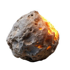 Isolated Flying Meteor Asteroid Stone Texture on transparent background 
