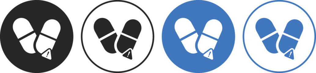 Overdose icon set. Drug Toxicity Warning symbols. Drug Safety and Harm Reduction icons collection