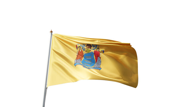 New Jersey flag 4K flag on transparent background, flag of New Jersey with no background, waving in the wind, american state flag on a blue sky, tall flagpole, USA, US patriotism
