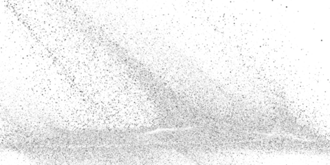 White particles swirling and scattering across a dark black background creating a dynamic abstract effect