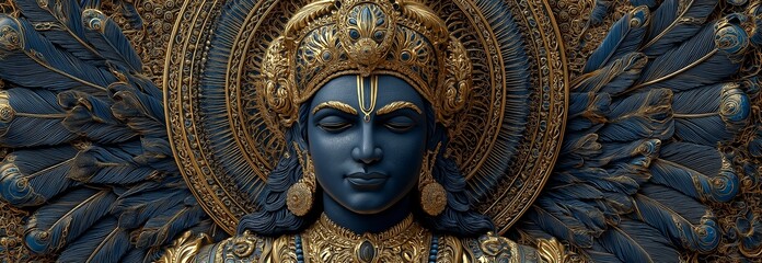 Hinduism's Lord Vishnu is a heavenly deity. Indian culture, religion, spiritual mythology, art, and peace