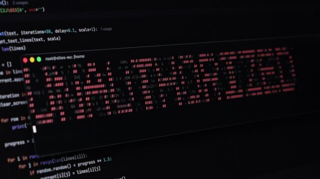 Close-up view of a computer terminal displaying text, demonstrating root user privileges accessing a home directory for secure server management, UNAUTHORIZED access is prohibited