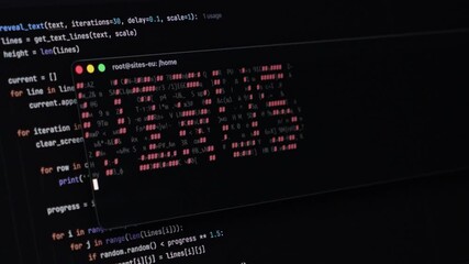 Code execution displays process with error highlighting, symbolizing digital vulnerability and data security challenges. Zoom - Powered by Adobe